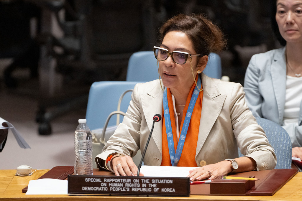 Elizabeth Salmón, Special Rapporteur on the situation on human rights in the Democratic People's Republic of Korea, briefs the Security Council meeting on the situation in the country (file).
