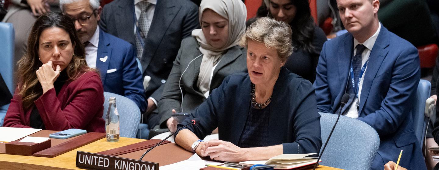 Ambassador Barbara Woodward of the United Kingdom addresses the Security Council.