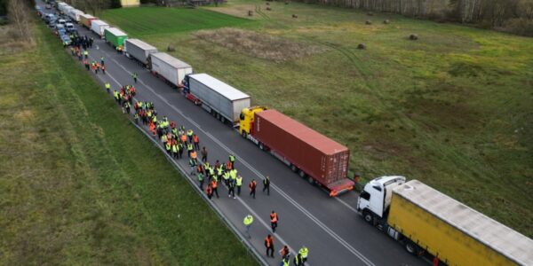 Approximately 3,000 trucks are currently stranded at the Ukrainian border due to a blockade by Polish drivers.