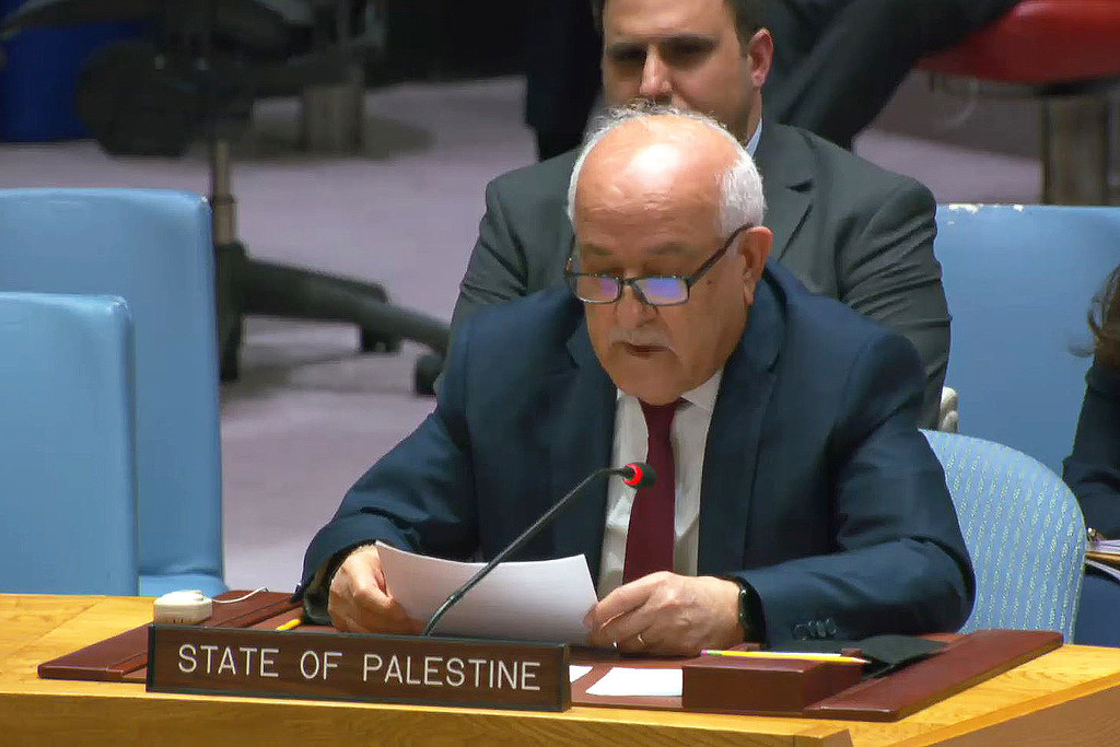 Permanent Observer of the State of Palestine Riyad H. Mansour addresses the Security Council.