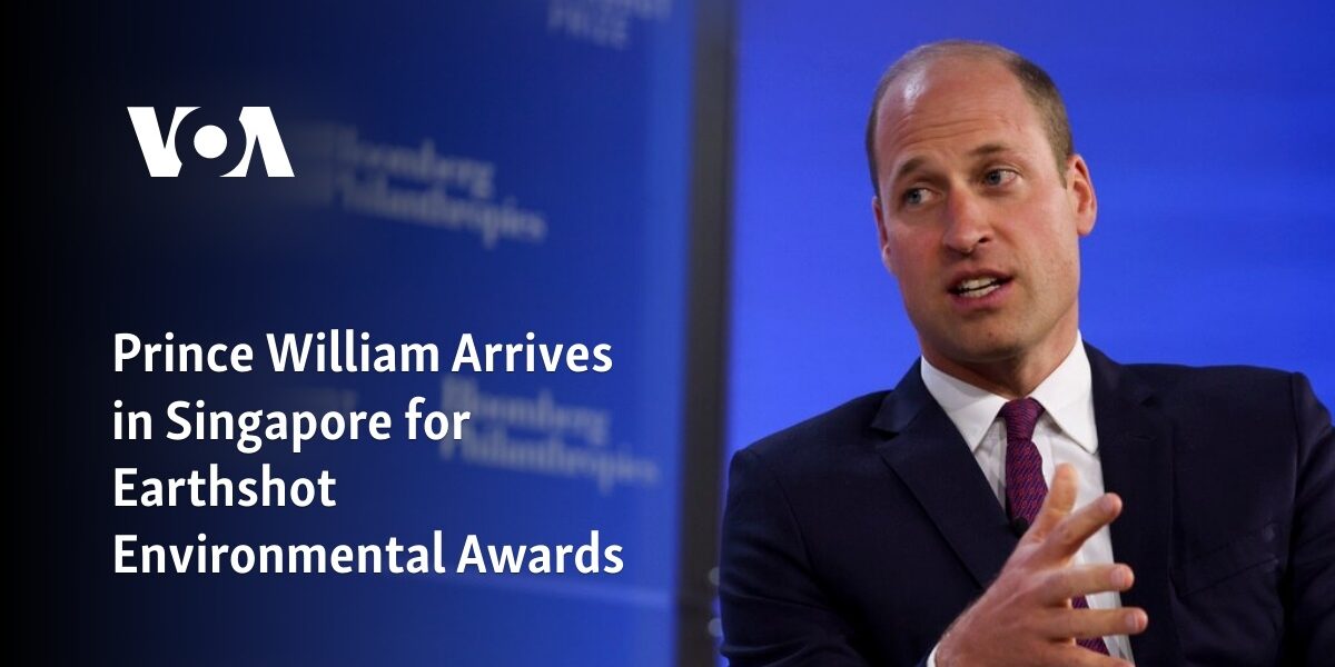 The Duke of Cambridge, Prince William, has arrived in Singapore to attend the Earthshot Environmental Awards.