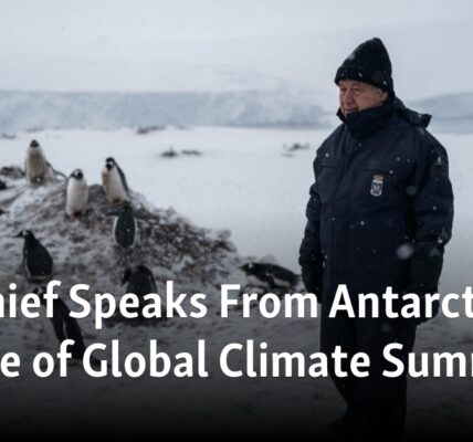 The leader of the United Nations addresses the public from Antarctica in anticipation of the upcoming Global Climate Summit.