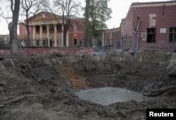 A view shows the site of a Russian missile strike outside Odesa's National Art Museum, amid Russia's attack on Ukraine, in Odesa, Nov. 6, 2023.