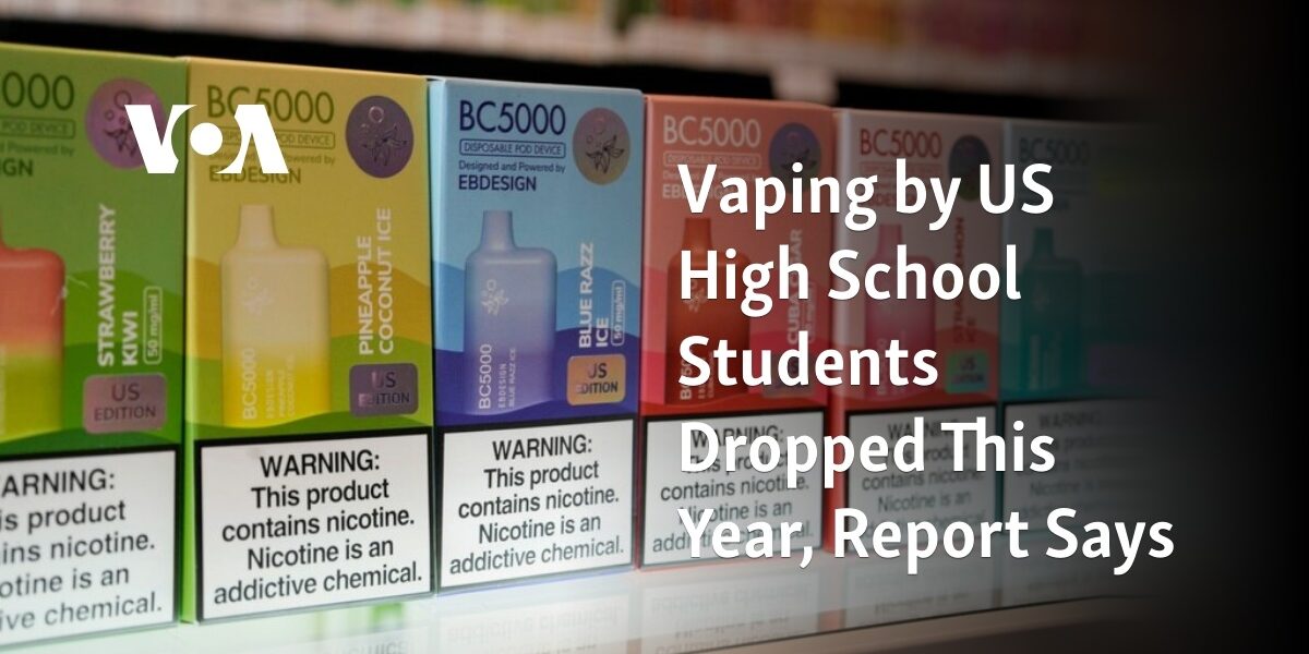 The report states that there has been a decrease in vaping among high school students in the US this year.