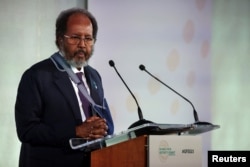 Somali President Hassan Sheikh Mohamud speaks during the opening session of the Global Food Security Summit at Lancaster House in London, Britain, Nov. 20, 2023.