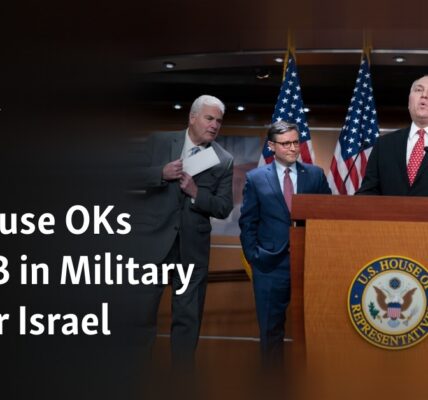 The United States House of Representatives approves $14.5 billion in military aid for Israel, while President Biden threatens to veto the decision.