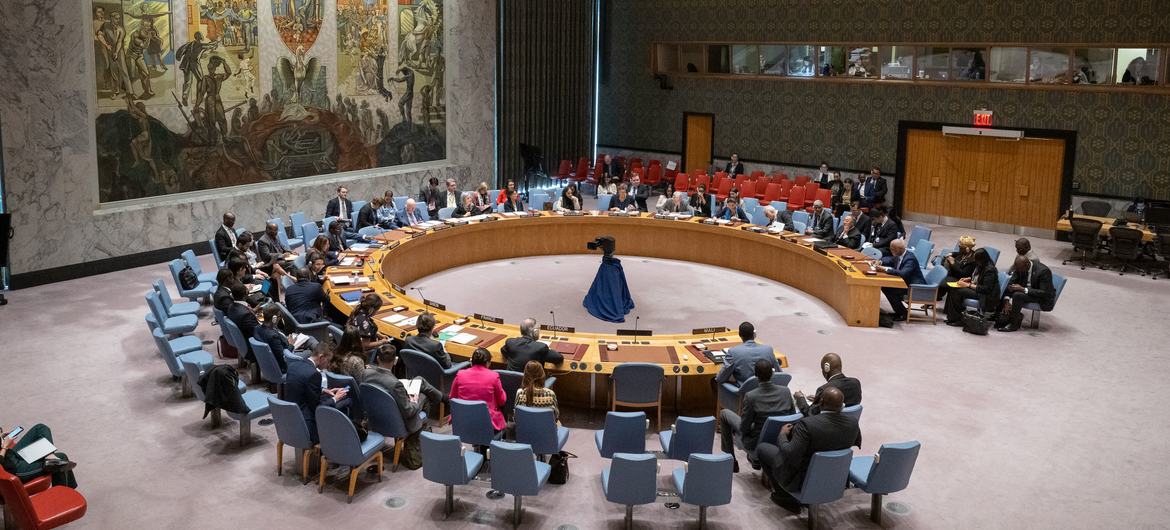 The Security Council meets to discuss Mali in April 2023.