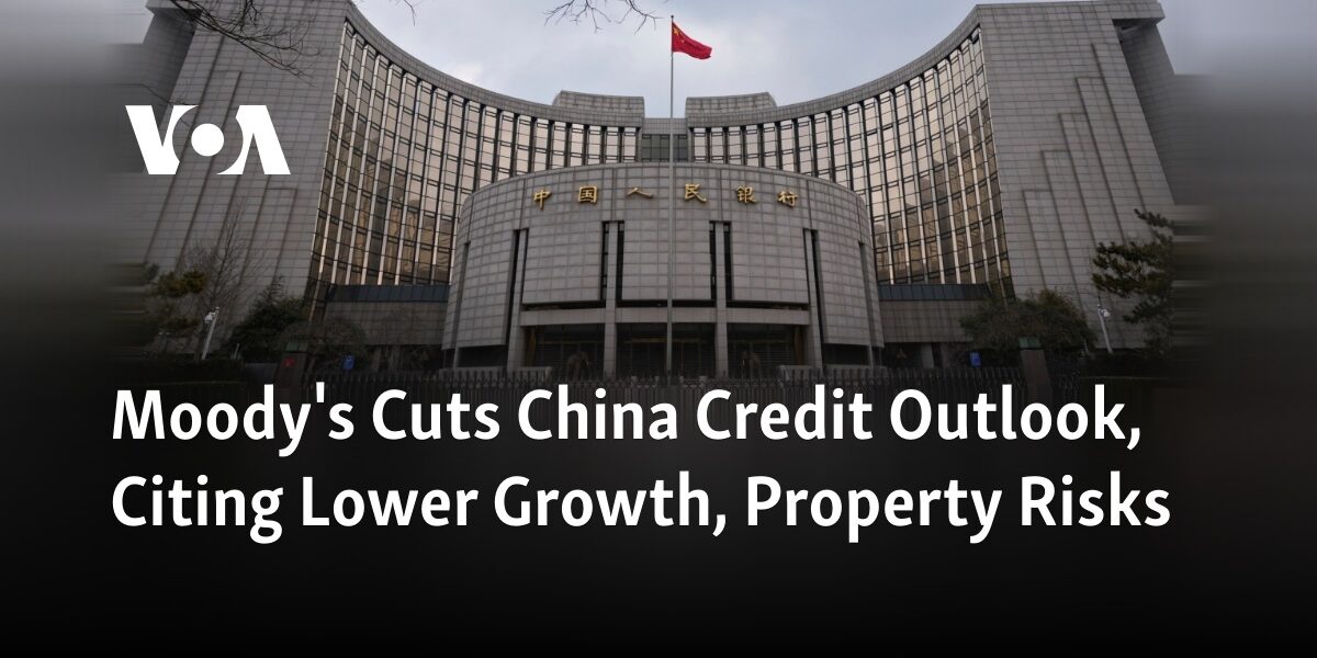 Moody's has revised its credit outlook for China, citing decreased economic growth and potential risks in the property market.