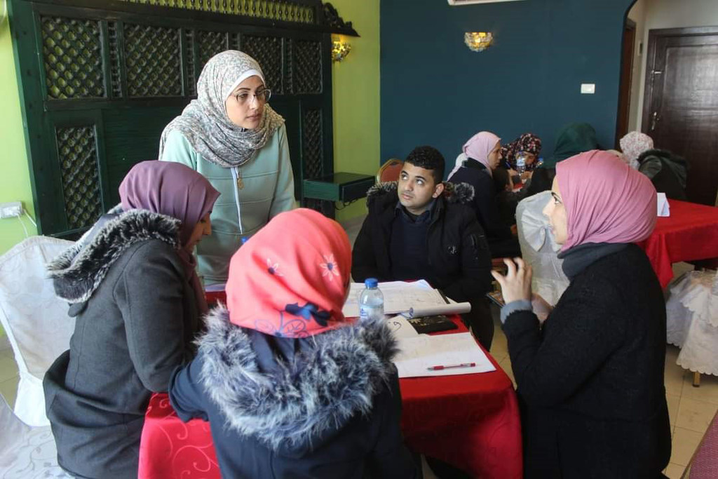 Hala, a programme coordinator at Alianza-ActionAid International NGO, conducting training on the inclusion of persons with disabilities in gender-based violence services in Gaza before the events of 7 October.