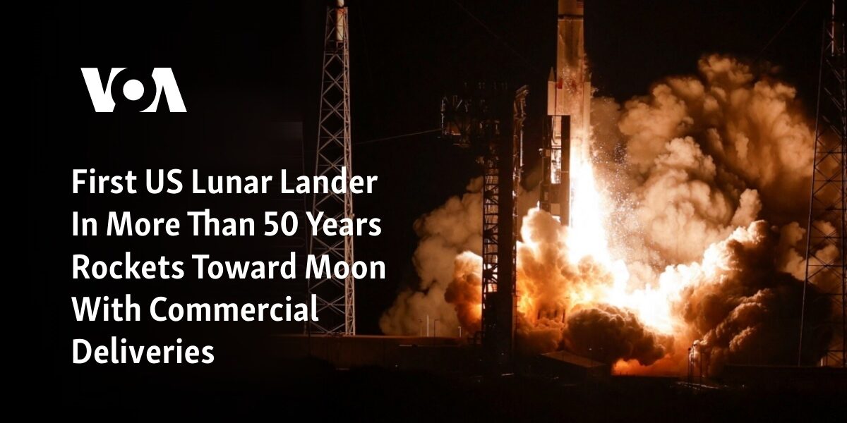 A commercial spacecraft carrying supplies is heading towards the moon, marking the first US lunar landing in over 50 years.