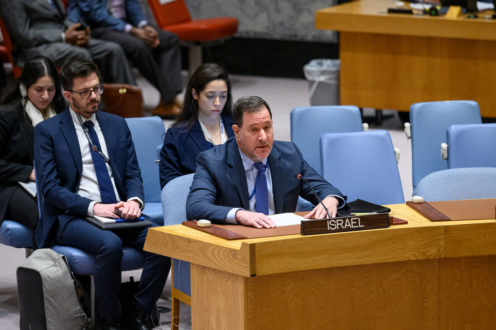 Brett Jonathan Miller, Deputy Permanent Representative of Israel, addresses the Security Council meeting on the situation in the Middle East, including the Palestinian question.