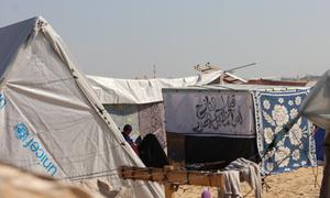 Many displaced people are living in tents in Tal Al-Sultan neighbourhood, in the southern Gaza Strip.