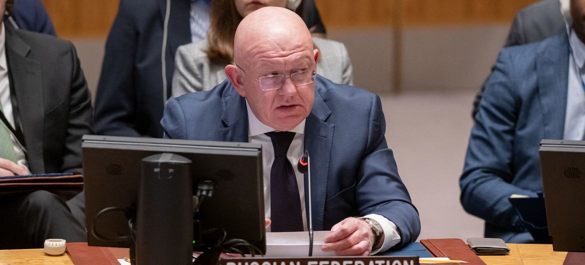 Ambassador Vassily Nebenzia of the Russian Federation addresses the Security Council  meeting on the situation in the Middle East, including the Palestinian question.