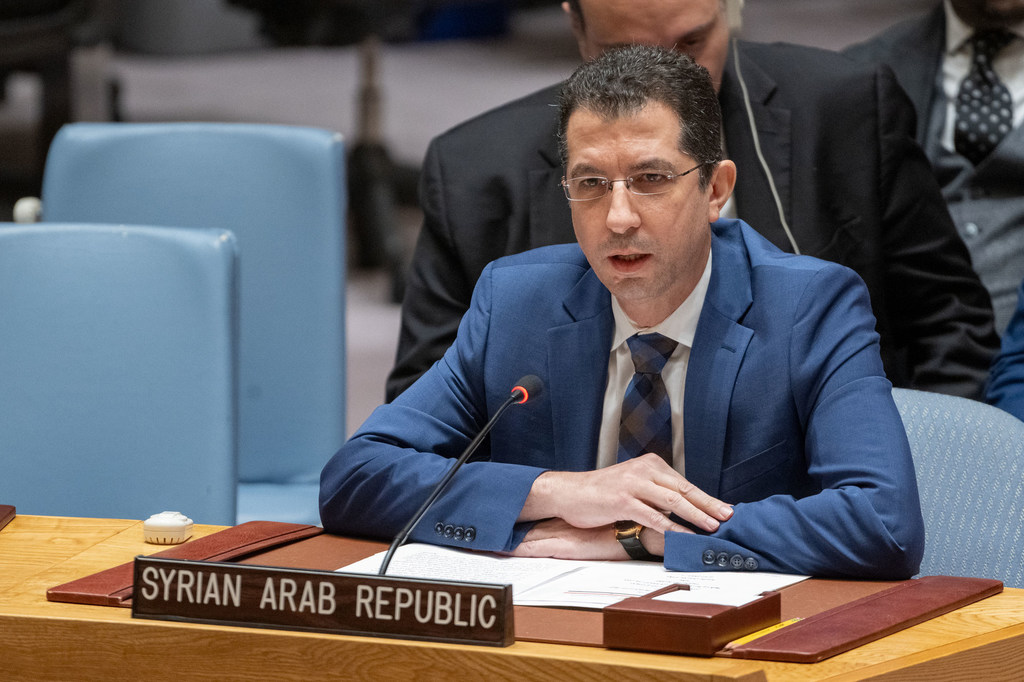 Alhakam Dandy, Deputy Permanent Representative of Syria, addresses the Security Council meeting on the situation in the Middle East, including the Palestinian question.