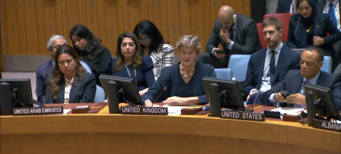 Barbara Woodward, Ambassador and Permanent Representative of the UK, addresses the Security Council.
