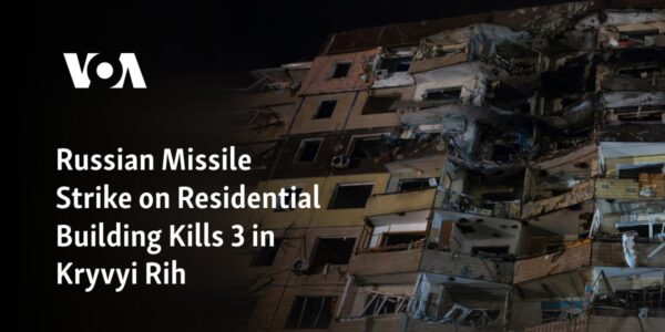 An attack by Russian missiles on a residential building in Kryvyi Rih resulted in the deaths of three individuals.