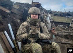 In this undated photo, a Ukrainian infantryman with the 110th Brigade is pictured in Avdiivka, Donetsk region, Ukraine. The loss of Avdiivka in February 2024 marked the end of a long, exhausting defense for the Ukrainian military. (Viktor Biliak via AP)