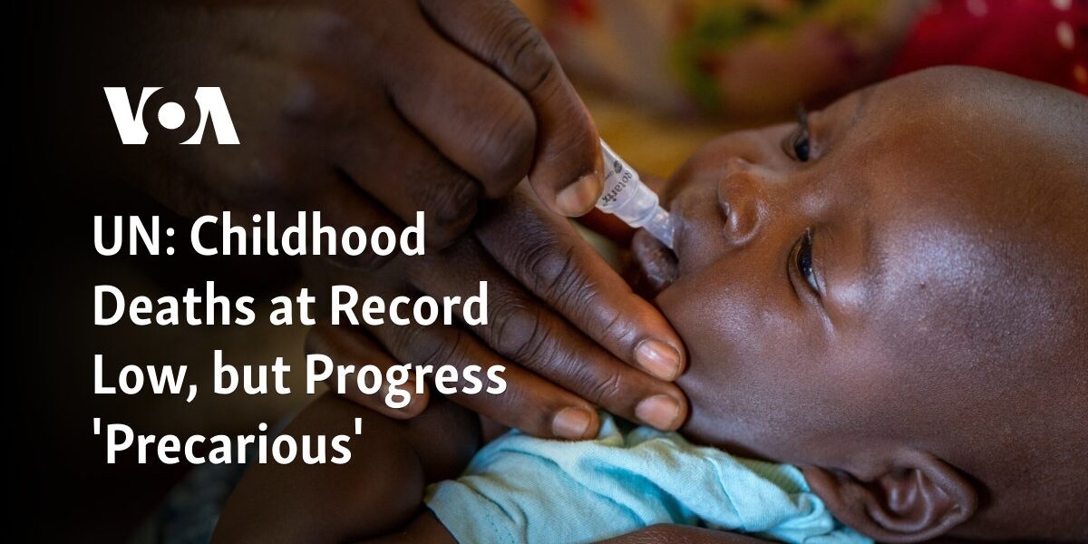 "There has been a significant decrease in childhood deaths, reaching a record low. However, the progress in achieving this reduction is seen as uncertain and at risk."