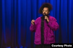 Reggie Watts performs at TED2024 in Vancouver, British Columbia, April 17, 2024. (Gilberto Tadday/TED)