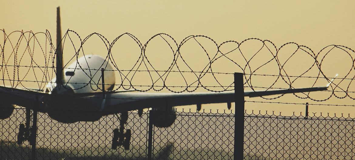 A plane about to take off from Heathrow Airport in the United Kingdom.