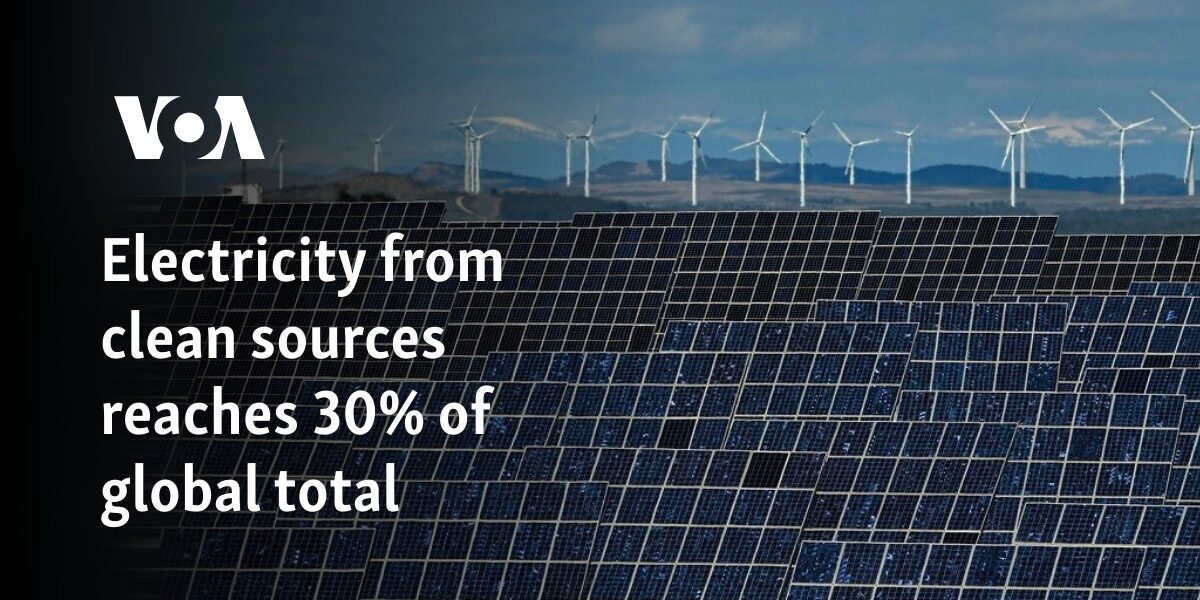 Electricity from clean sources reaches 30% of global total