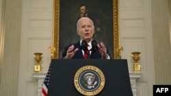 U.S. President Joe Biden speaks after signing the foreign aid bill at the White House in Washington, D.C., on April 24, 2024.