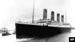 FILE - The Titanic leaves Southampton, England, on April 10, 1912, on her maiden voyage.