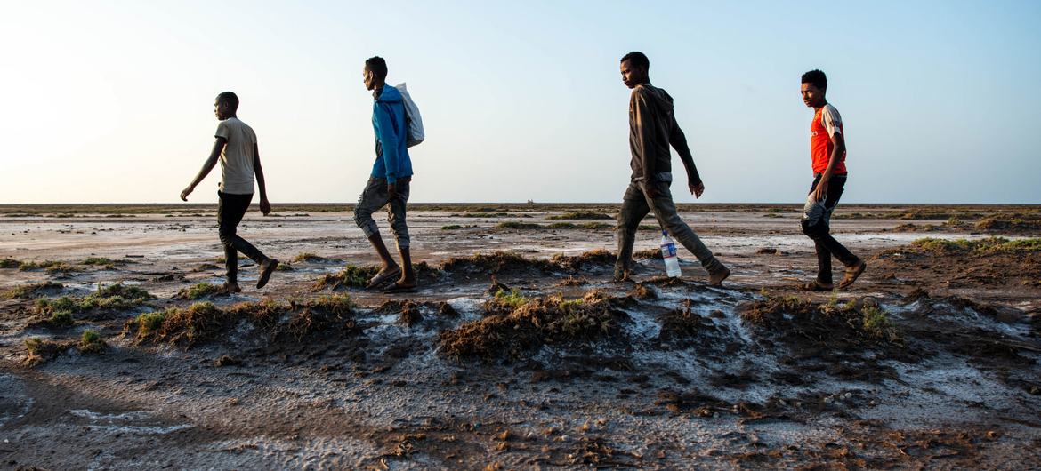 Many migrants, like these ones in Djibouti, are leaving home because they can no longer live off their land.