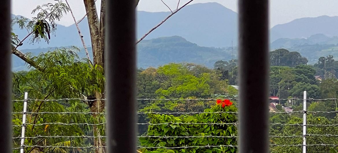 The new Marawi City Jail stands on a hill overlooking the city and mountains beyond.