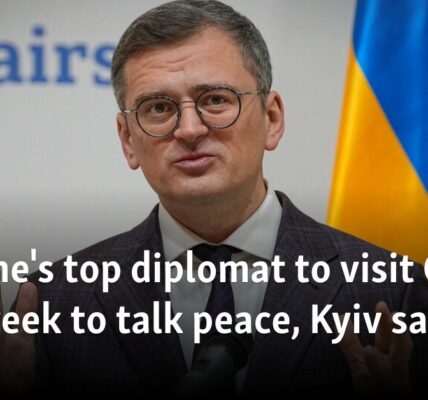 Ukraine's top diplomat to visit China this week to talk peace, Kyiv says