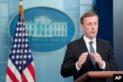 FILE - National security adviser Jake Sullivan speaks at the White House, July 7, 2023, in Washington. “Poll after poll shows the American people still care” about Ukraine's defense, Sullivan said at this year's Aspen Security Forum in Colorado.