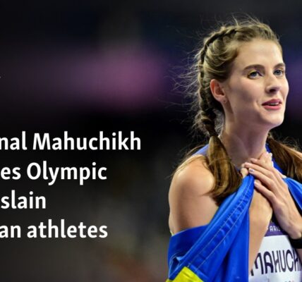 Emotional Mahuchikh dedicates Olympic gold to slain Ukrainian athletes