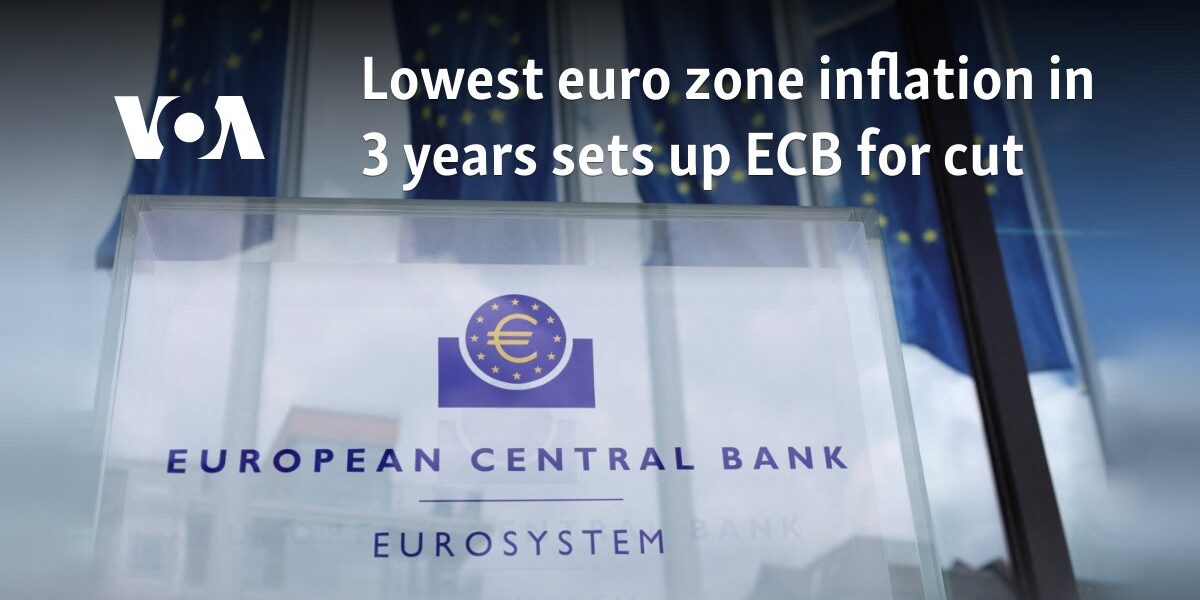 Lowest euro zone inflation in 3 years sets up ECB for cut