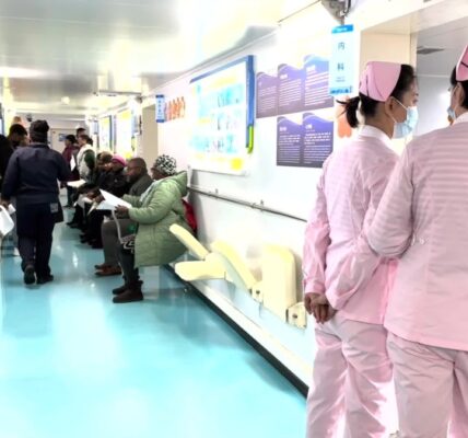 South Africans line up for medical care during Chinese hospital ship stop