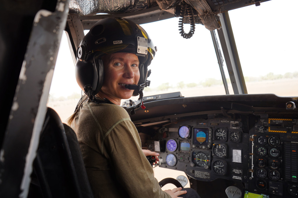 Pilot Christine Brown flies UNHAS aircraft in Burkina Faso.