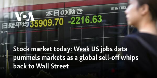 Weak US jobs data pummels stock markets as a global sell-off whips back to Wall Street