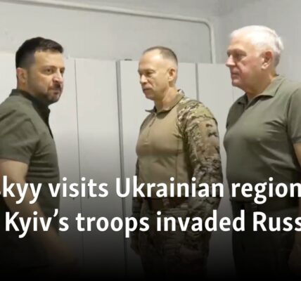 Zelenskyy visits Ukrainian region near where Kyiv’s troops invaded Russia