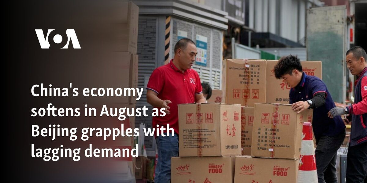 China's economy softens in August as Beijing grapples with lagging demand