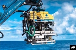 FILE - Equipment from The Metals Company, a Canadian deep-sea mining company, is used to complete deep-sea research on acquiring minerals for electric vehicle battery components, as seen in this image released Jan. 5, 2022.