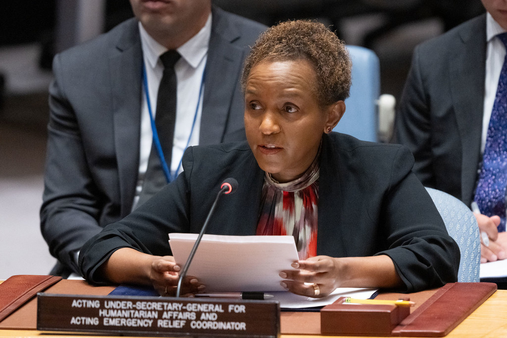 Joyce Msuya, Acting Under-Secretary-General for Humanitarian Affairs, briefs the Security Council meeting on the situation in Yemen.