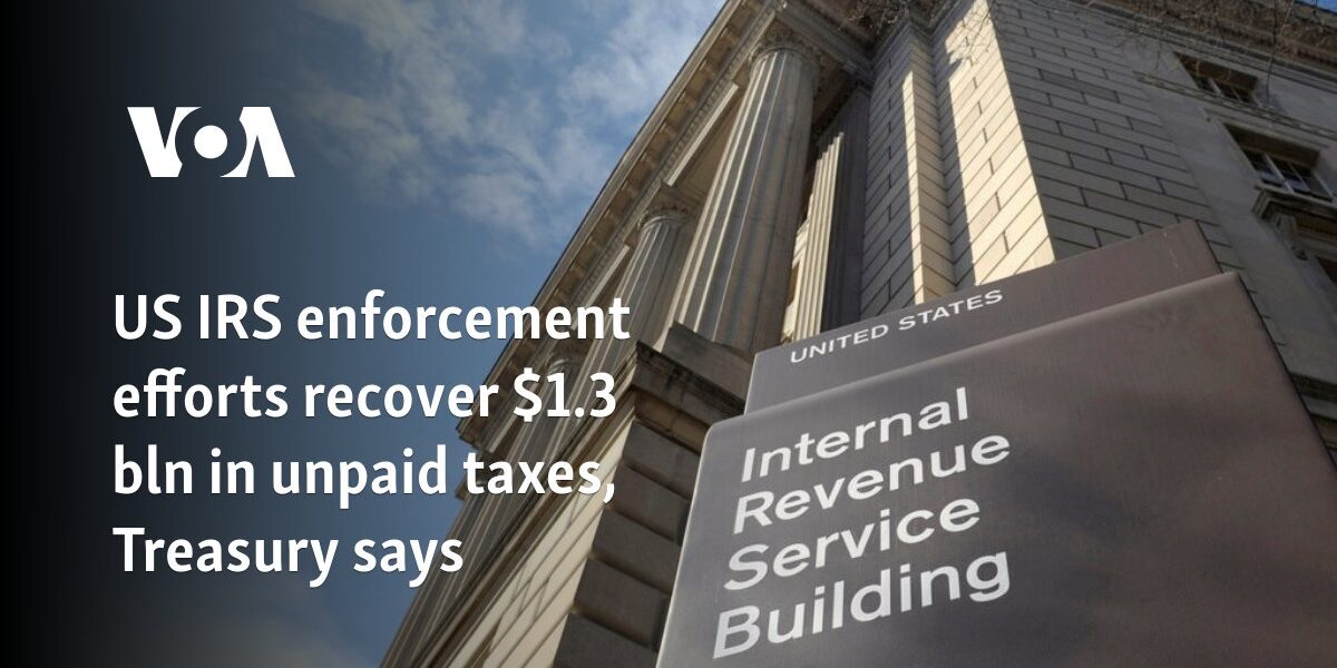 US IRS enforcement efforts recover $1.3 bln in unpaid taxes, Treasury says