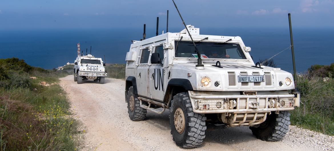 UNIFIL peacekeepers patrol along the Blue Line. (file)