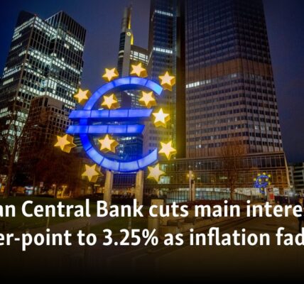 European Central Bank cuts main interest rate a quarter-point to 3.25% as inflation fades