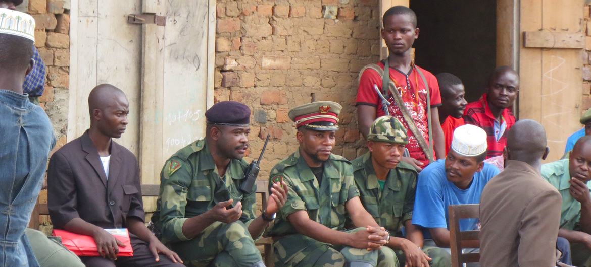 Sheka (second from left) led an armed group in eastern DR Congo. (file)