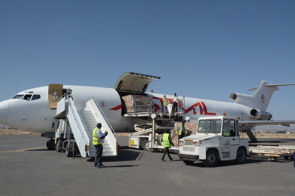 A shipment of vaccines is delivered to the Sana’a International airport (file)