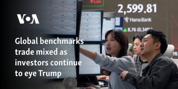 Global benchmarks trade mixed as investors continue to eye Trump