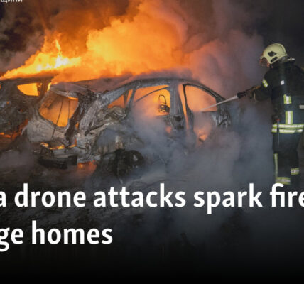 Russia drone attacks spark fire, damage homes