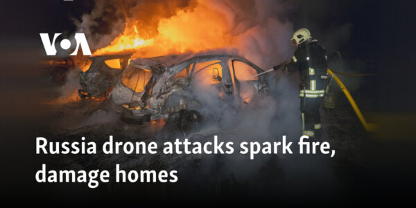 Russia drone attacks spark fire, damage homes