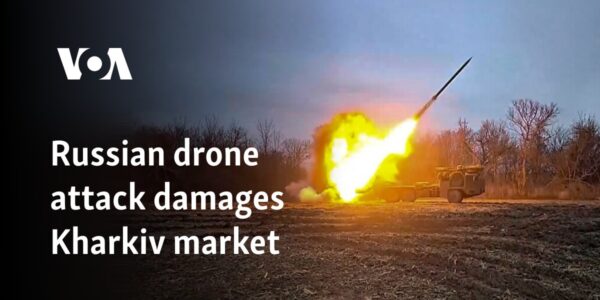 Russian drone attack damages Kharkiv market