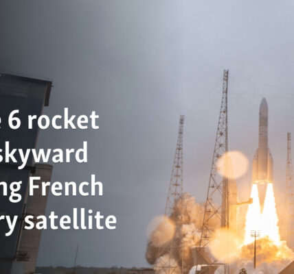 Ariane 6 rocket roars skyward carrying French military satellite